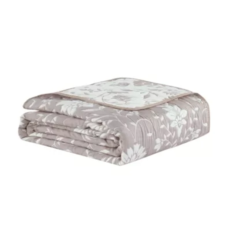 Jasper Taupe 2-3 Piece Soft Matelasse Jacquard Cotton Blend Quilt Set