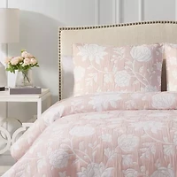 Rosewood Estate Pink 2-3 Piece Soft Woven Matelasse Jacquard Cotton Blend Quilt Set