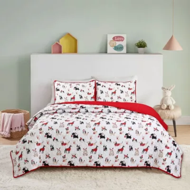 Puppies Holiday Wear 2-piece Quilt Set