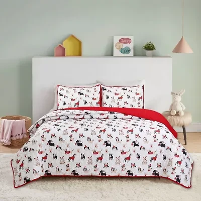 Puppies Holiday Wear 2-piece Quilt Set