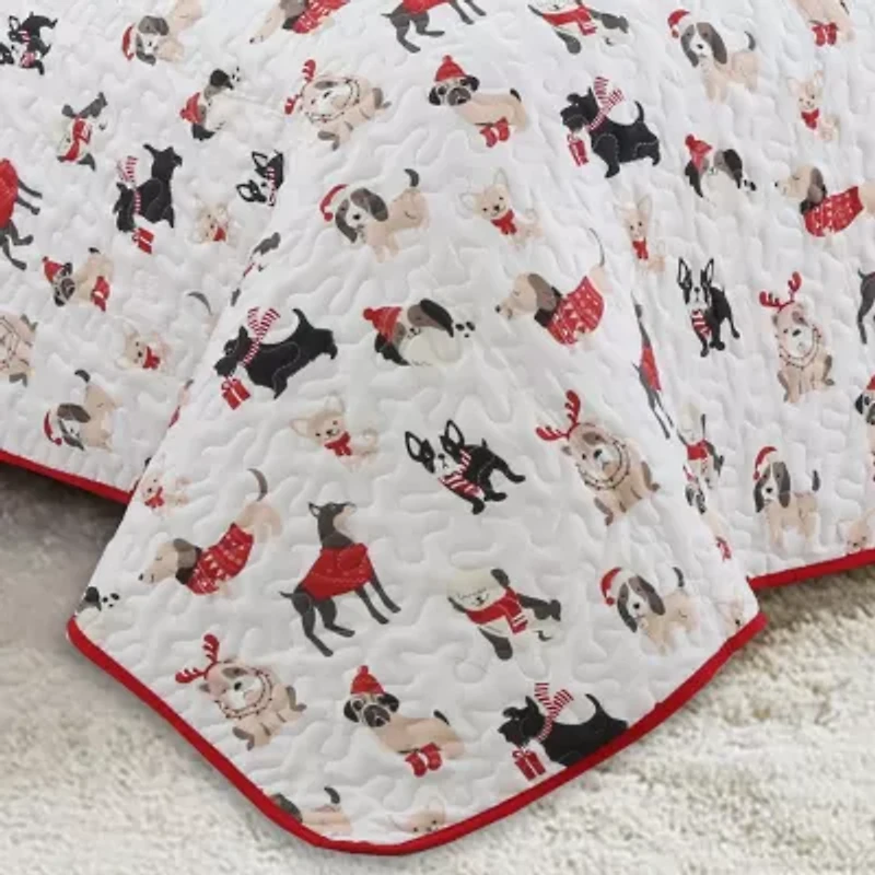 Puppies Holiday Wear 2-piece Quilt Set