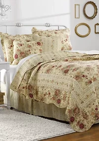 Antique Rose Quilt Set with Bonus Pillows