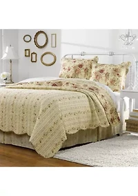 Antique Rose Quilt Set with Bonus Pillows