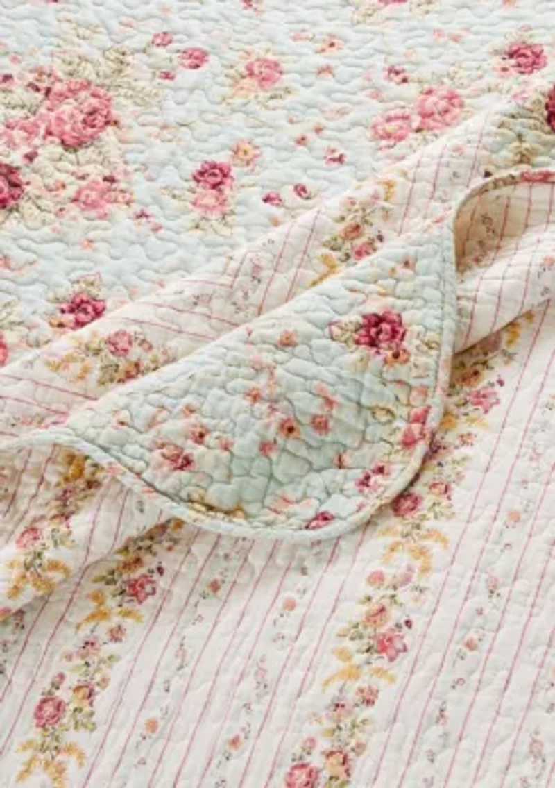 Antique Rose Blue Bedspread Set