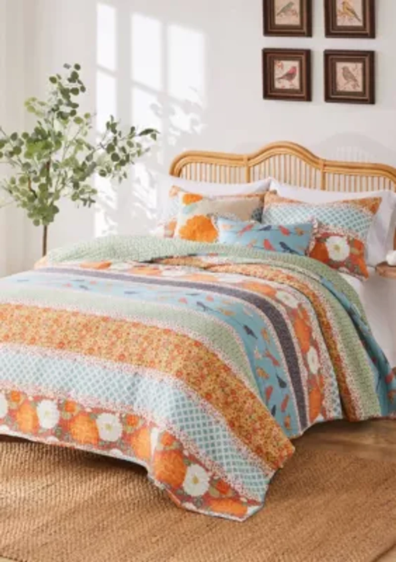 Carlie Calico Stripe Quilt Set