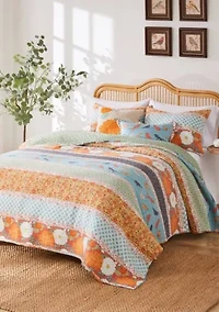 Carlie Calico Stripe Quilt Set