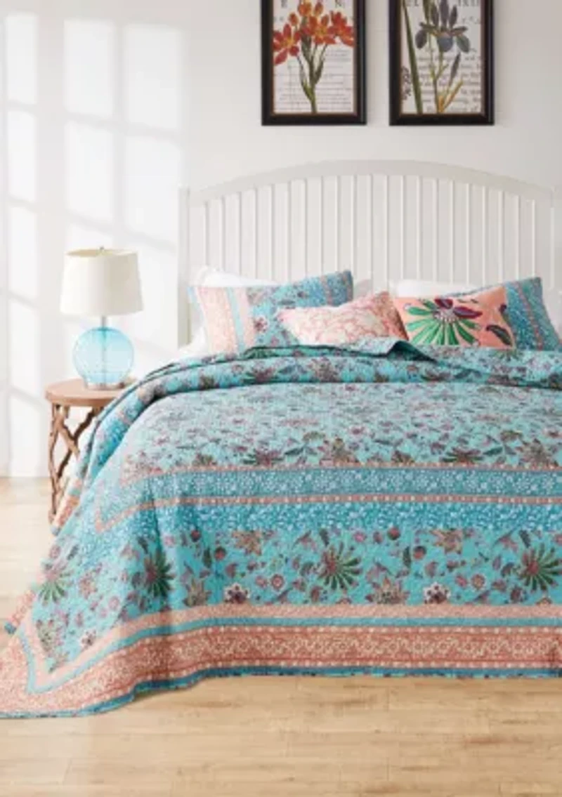 Audrey Turquoise Bedspread Set
