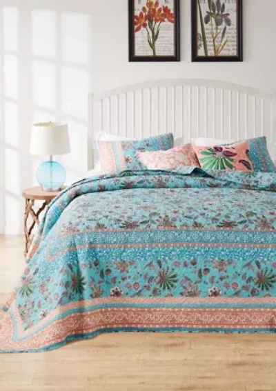 Audrey Turquoise Bedspread Set