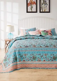 Audrey Turquoise Bedspread Set