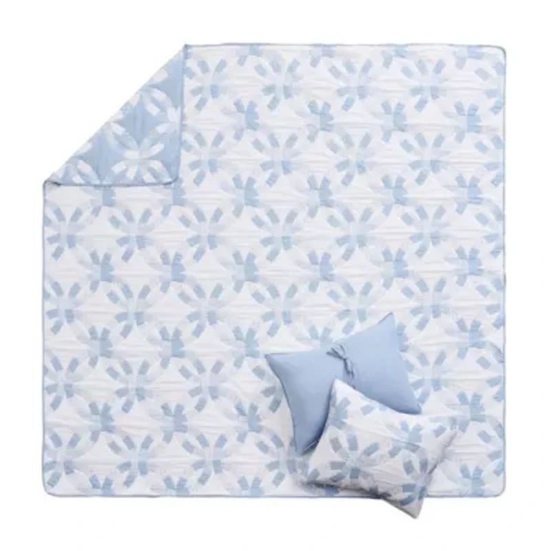 Wedding Ring Blue Full/Queen Coverlet Set