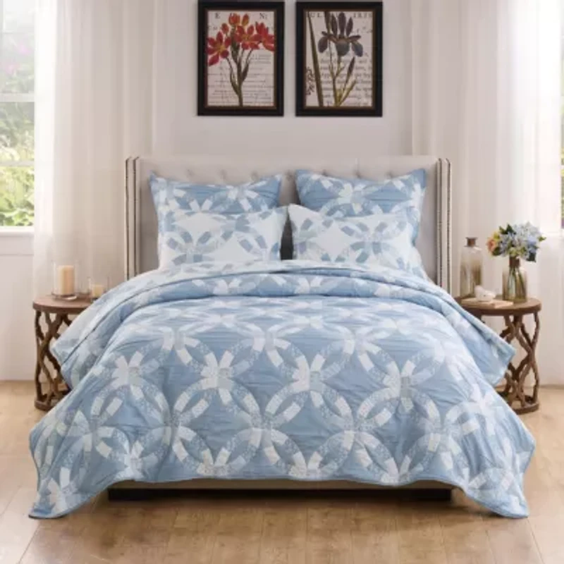 Wedding Ring Blue Full/Queen Coverlet Set