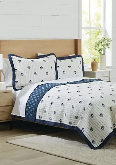 Block Floral 3-Piece Quilt Set
