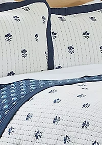 Block Floral 3-Piece Quilt Set