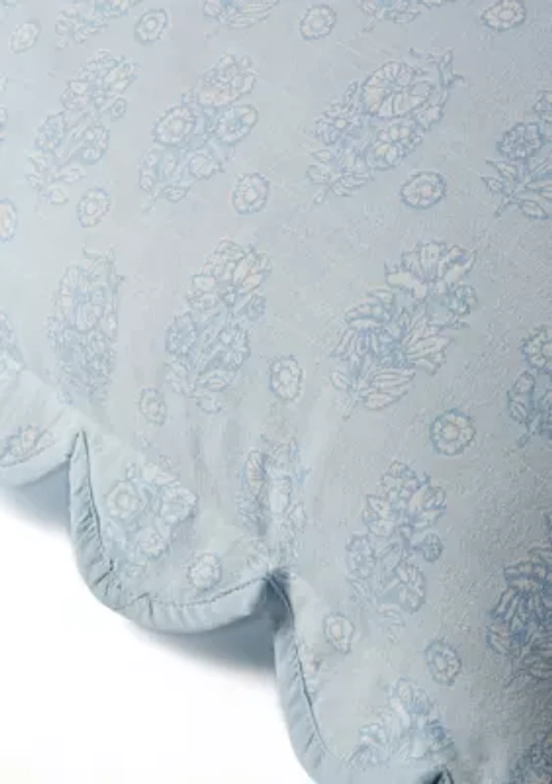 Floral Printed Scalloped Throw Pillow