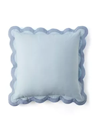 Solid Scalloped Trim Throw Pillow