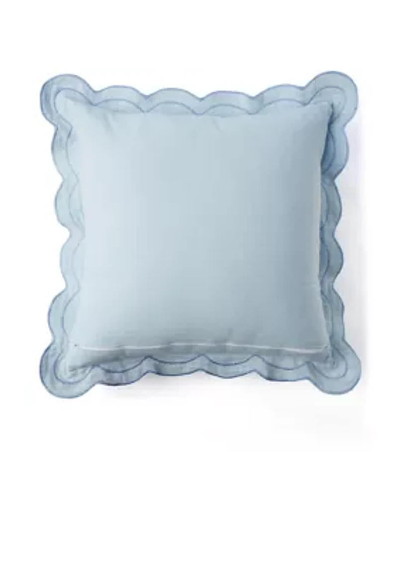 Solid Scalloped Trim Throw Pillow