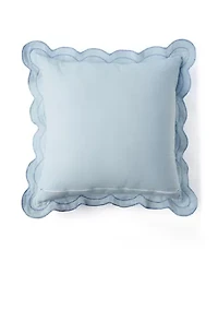 Solid Scalloped Trim Throw Pillow