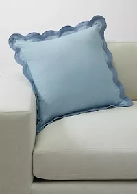 Solid Scalloped Trim Throw Pillow