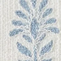 Embroidered White and Blue Pillow