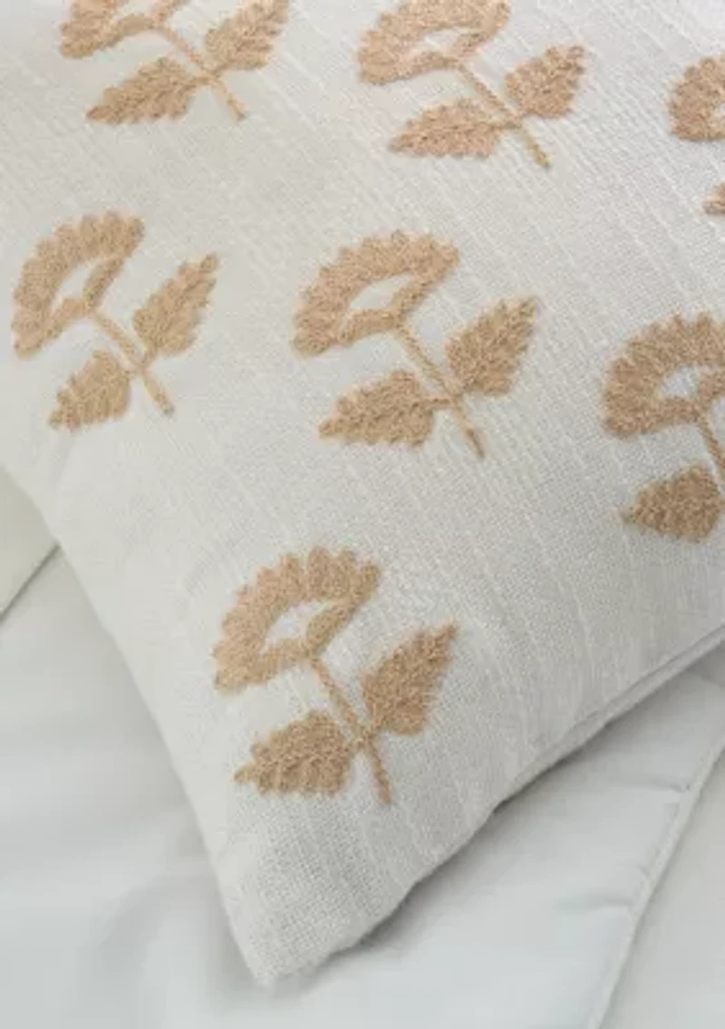 Embroidered Flower Pillow