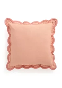 Solid Scalloped Trim Throw Pillow