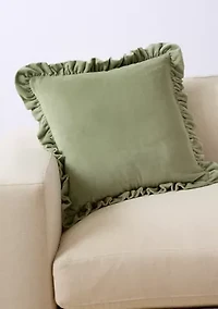 Velvet Ruffle Square Pillow