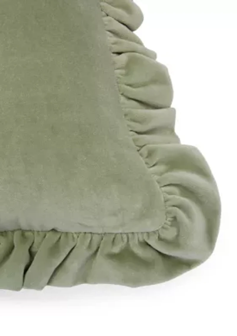 Velvet Ruffle Square Pillow