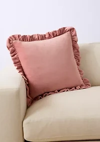 Velvet Ruffle Square Pillow
