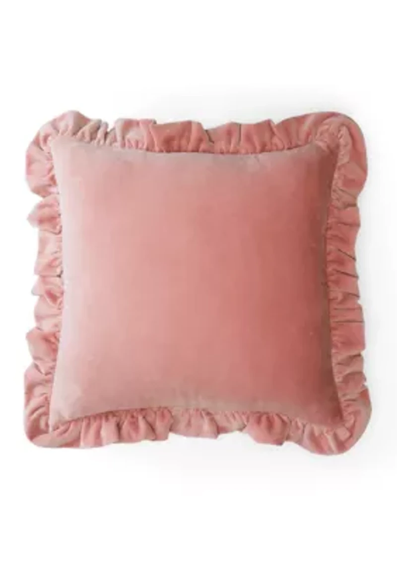 Velvet Ruffle Square Pillow