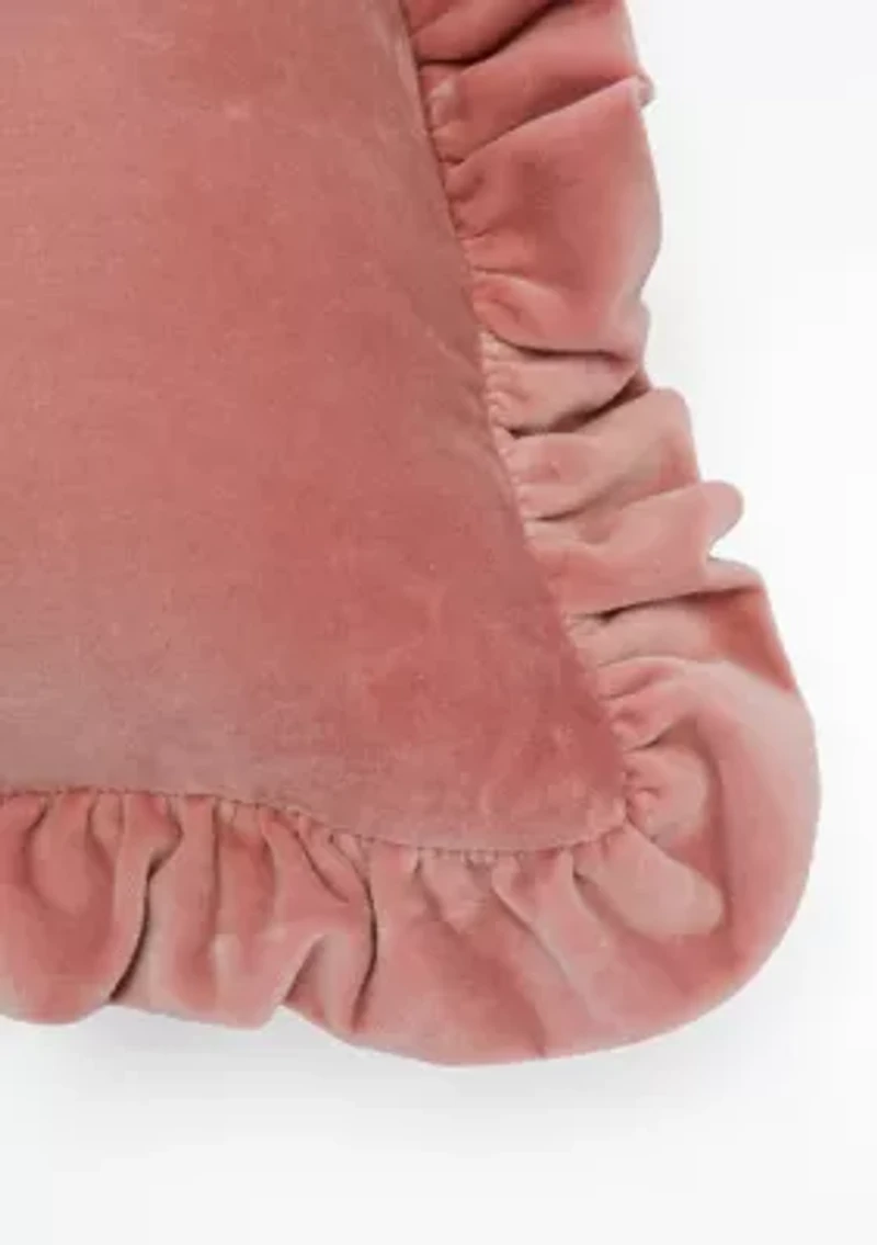 Velvet Ruffle Square Pillow