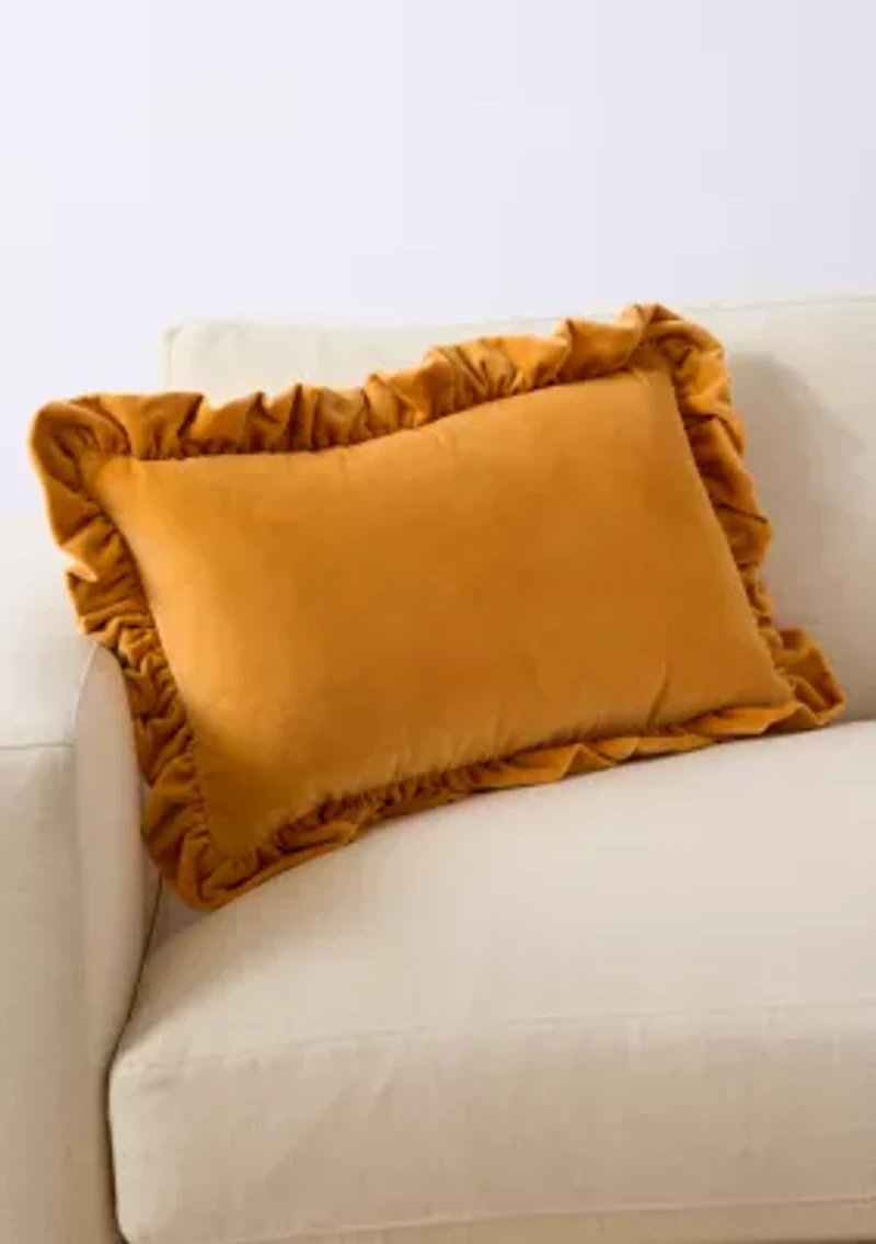 Velvet Ruffle Rectangular Pillow