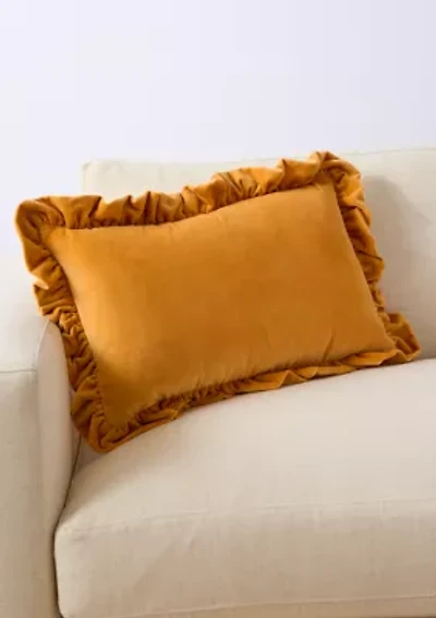 Velvet Ruffle Rectangular Pillow