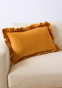 Velvet Ruffle Rectangular Pillow