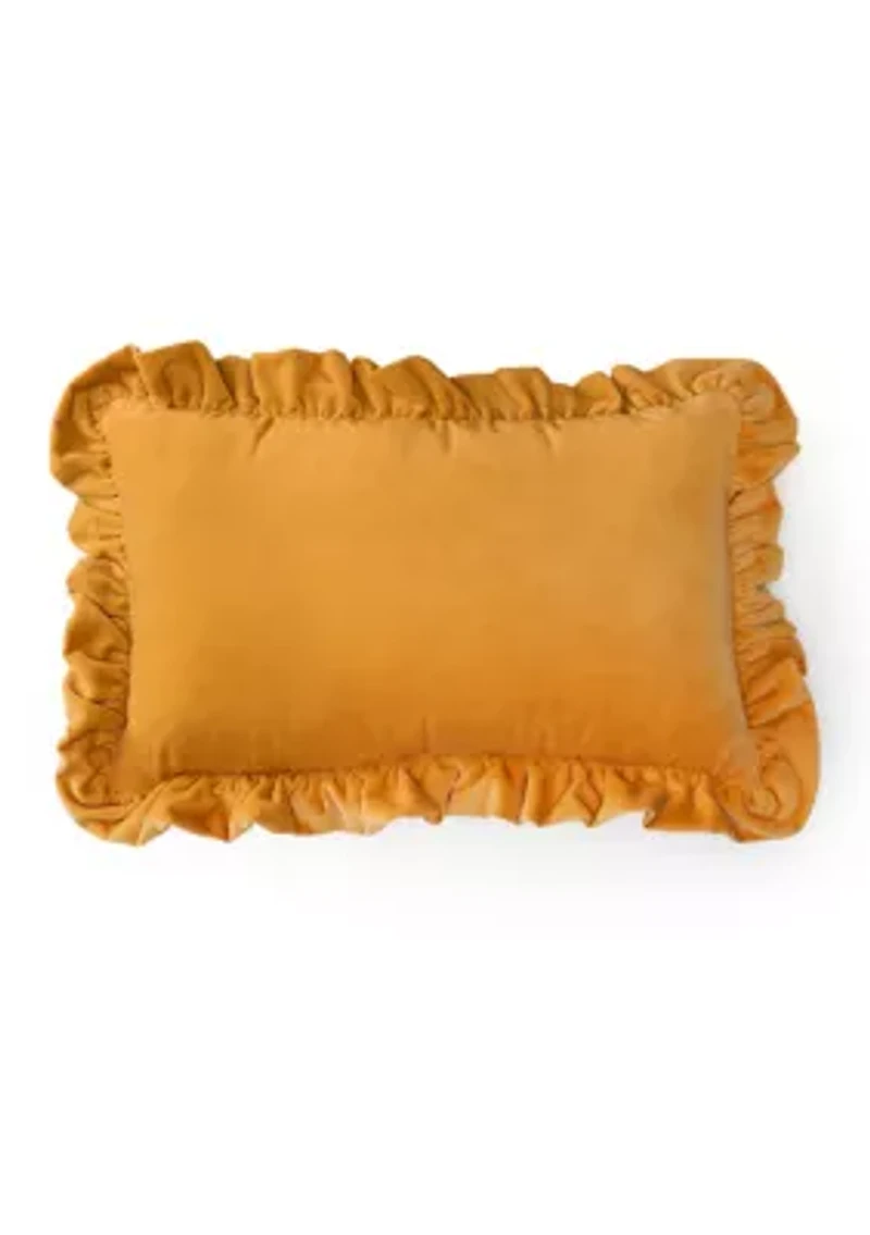 Velvet Ruffle Rectangular Pillow