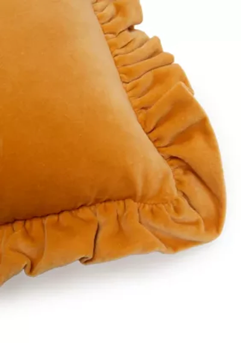 Velvet Ruffle Rectangular Pillow