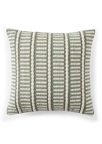 Green and White Textured Stripe Pillow