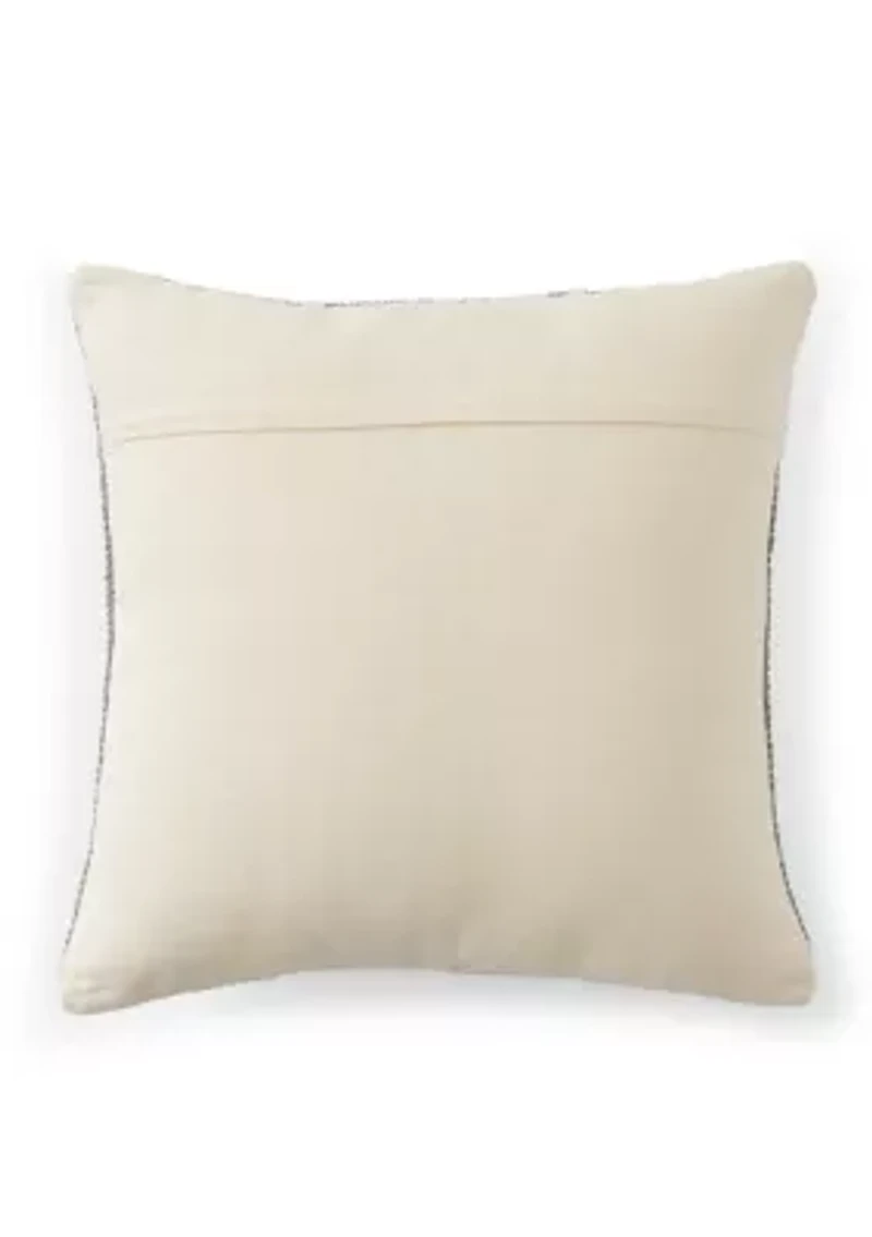 Green and White Textured Stripe Pillow