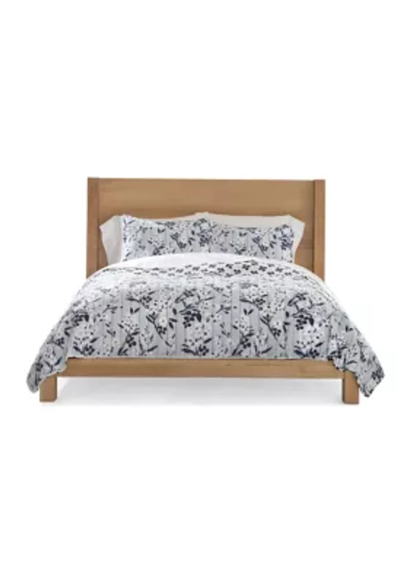 Carolina Blue Floral Printed Quilt Set