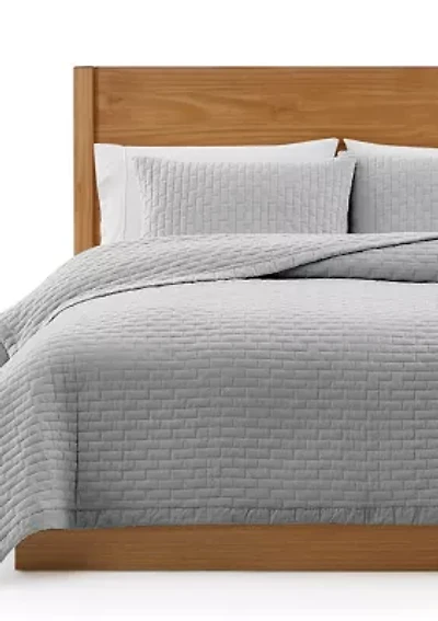 Washed Box Stitched Quilt Set