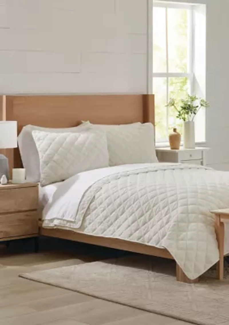 3-Piece Gauze Diamond Quilt Set