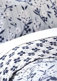 Carolina Blue Floral Printed Quilt Set