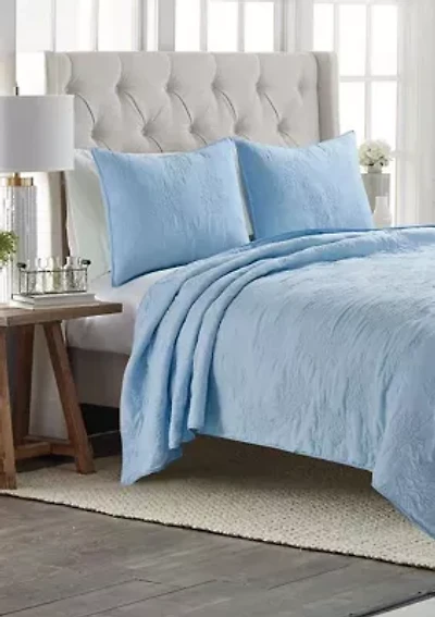 Solid Coral Quilt Set