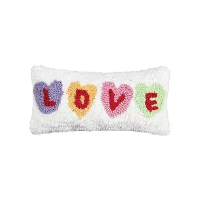 6" x 12" Valentine's Day "Love" Hearts Small/Petite Hooked Accent Throw Pillow