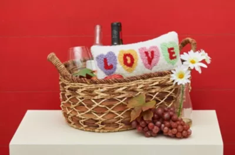 6" x 12" Valentine's Day "Love" Hearts Small/Petite Hooked Accent Throw Pillow