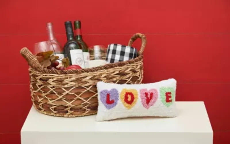 6" x 12" Valentine's Day "Love" Hearts Small/Petite Hooked Accent Throw Pillow