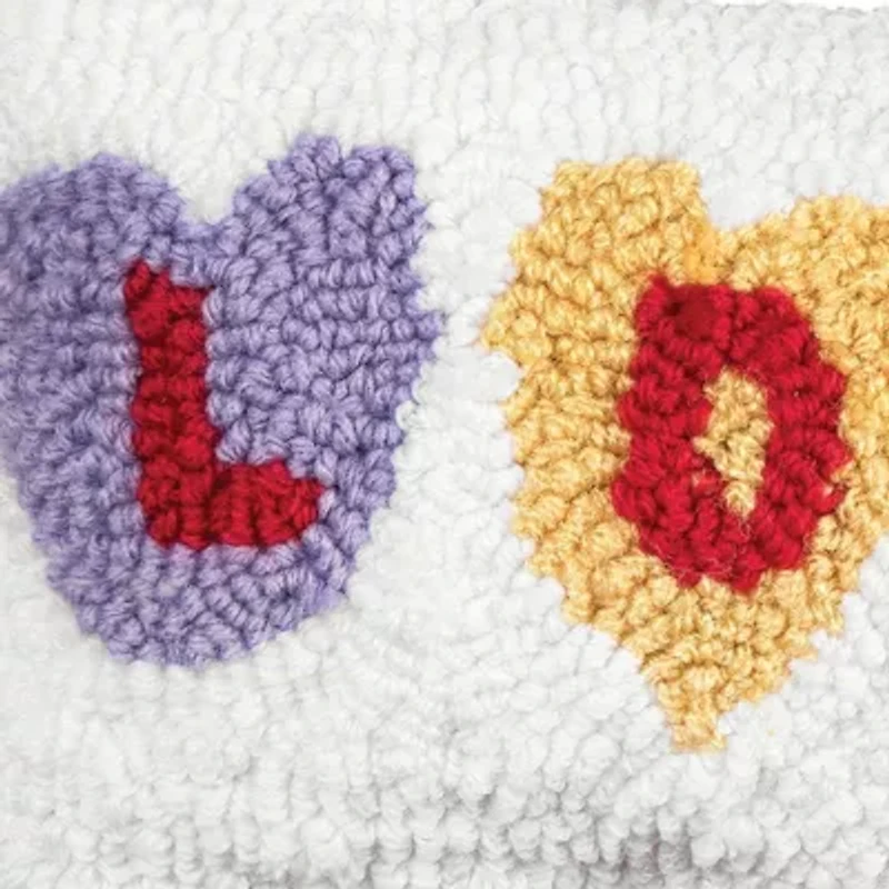 6" x 12" Valentine's Day "Love" Hearts Small/Petite Hooked Accent Throw Pillow