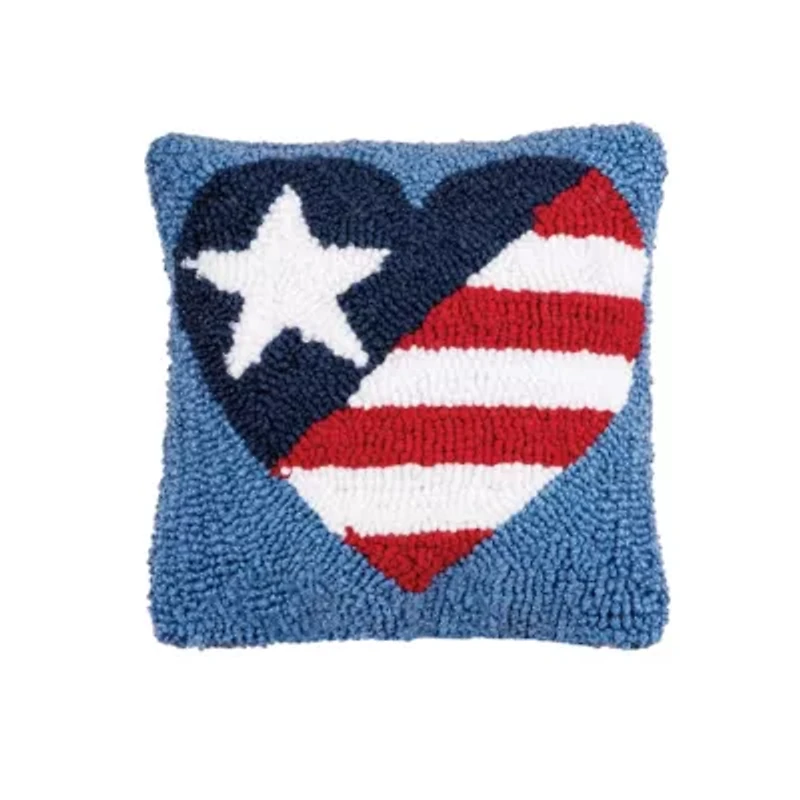 Patriotic Heart Pillow 8" x 8"