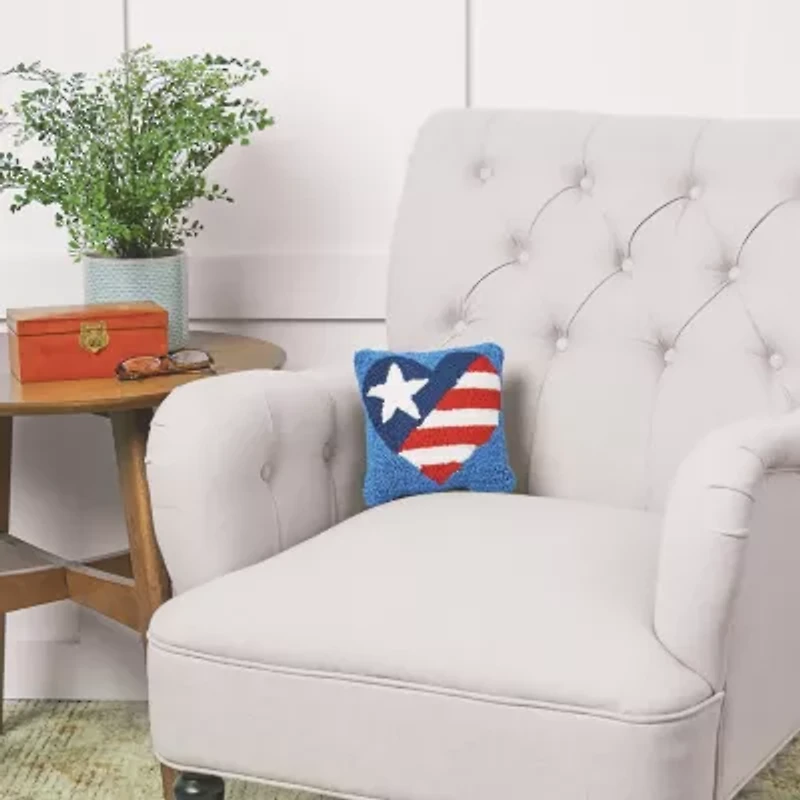 Patriotic Heart Pillow 8" x 8"