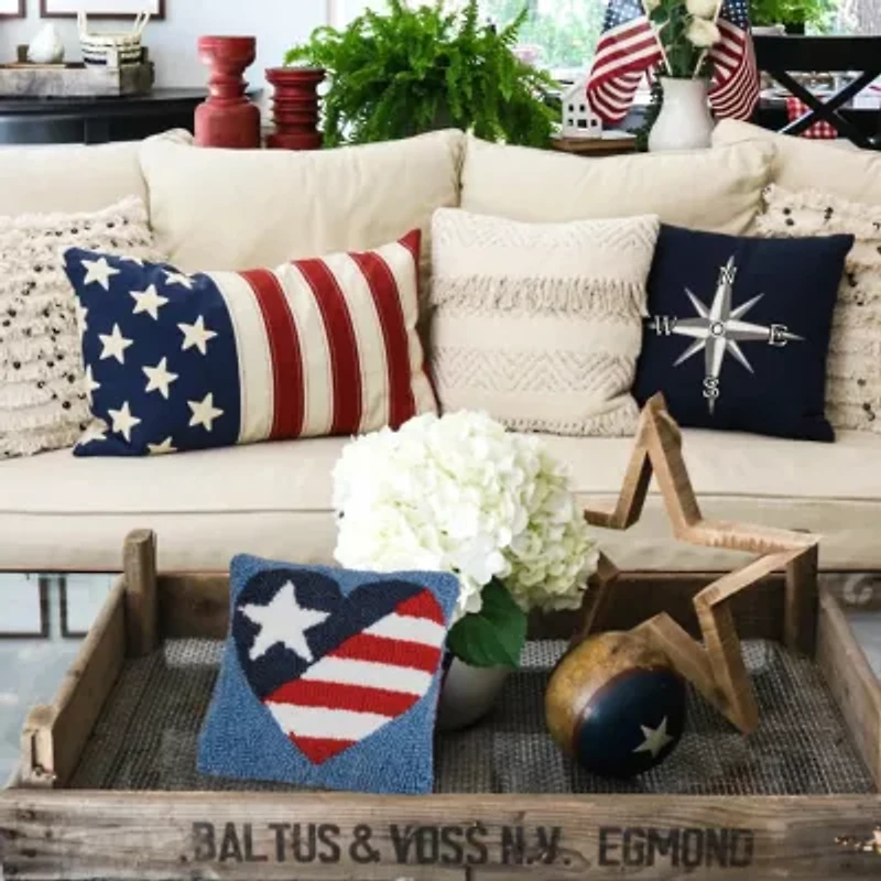 Patriotic Heart Pillow 8" x 8"