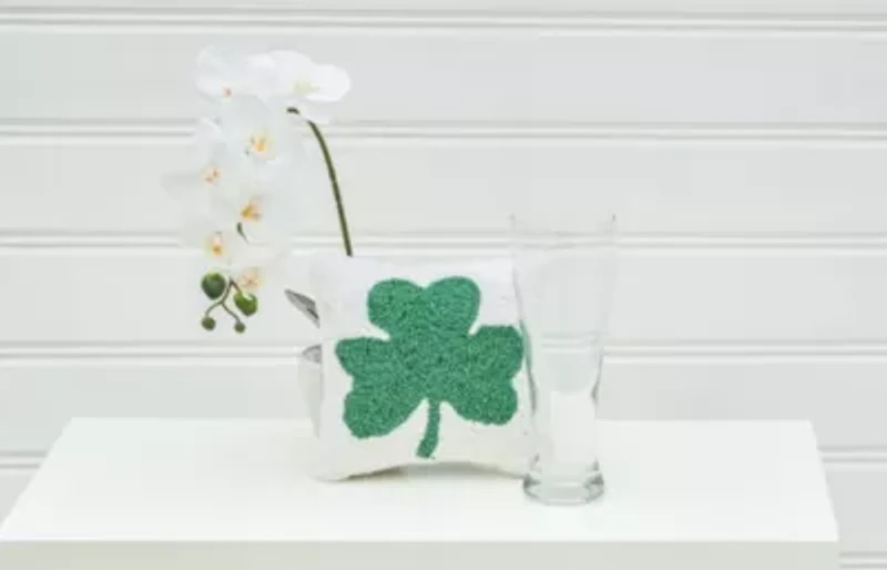 8" x 8" St. Patrick's Day Shamrock Small/Petite Woven Cotton Accent Throw Pillow